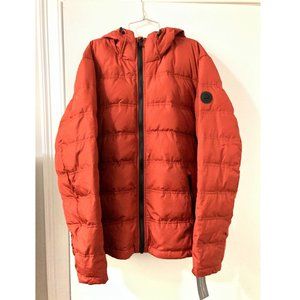 MICHAEL KORS PREMIUM Hooded Down Jacket Red Ochre Size Large BRAND NEW FREE SHIP